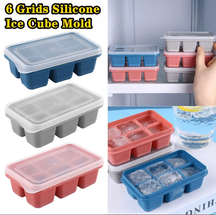 6 Grid Ice Tray Mold, Soft Silicone Ice Cube Mold, 6 Grids Soft Bottom Quick Freezer Fruit Ice Cube Maker 6 Grid Ice Tray Mold, Soft Silicone Ice Cube Mold, 6 Grids Soft Bottom Quick Freezer Fruit Ice Cube Maker